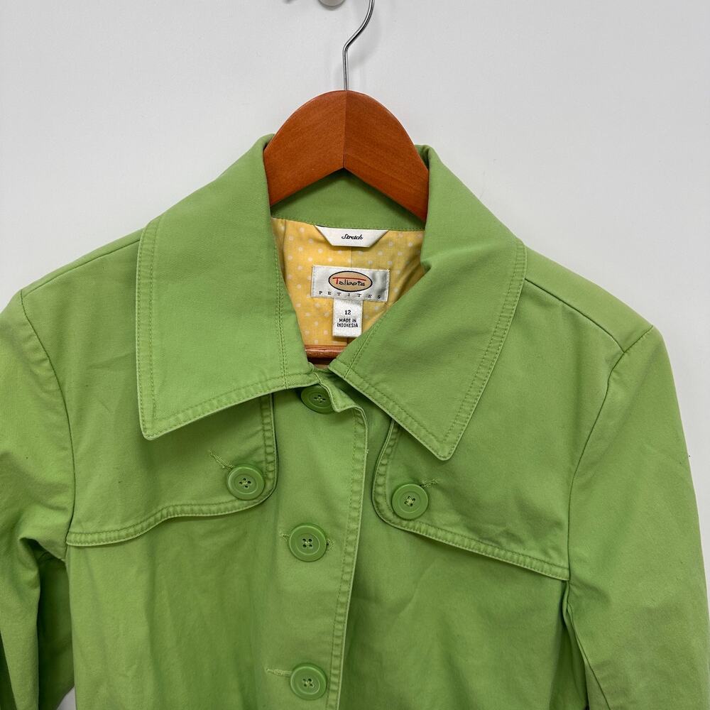 TALBOTS Green Collared Spring Blazer Jacket // 12 Petite - Picture 3 of 9